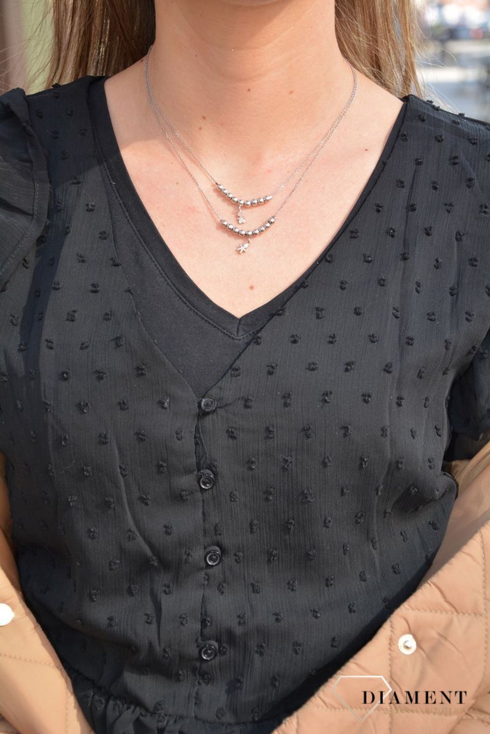 Naszyjnik srebrny, srebrne kuleczki 'To będzie dziewczynka' PE 15327.jpg